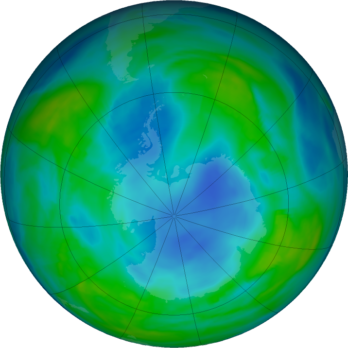 Antarctic ozone map for 18 May 2018
